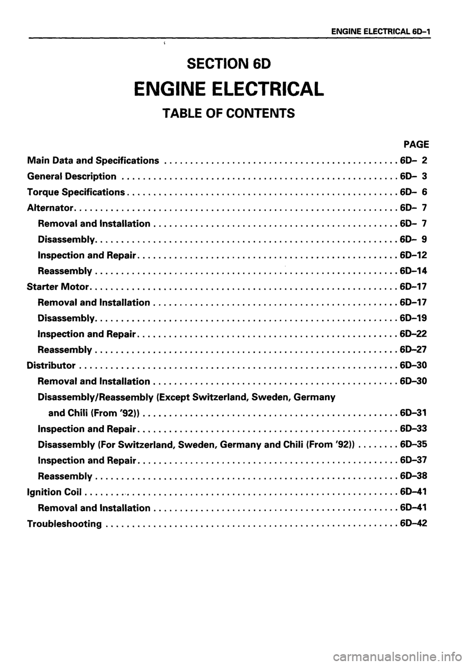 ISUZU DB SERIES 1993  Workshop Manual 