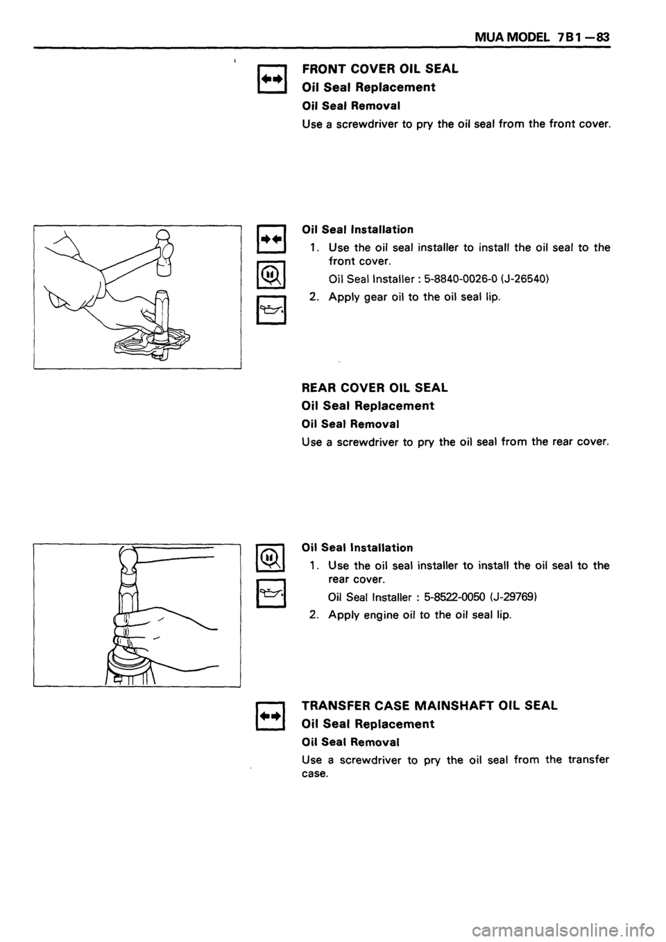 ISUZU TF SERIES 1993  Workshop Manual 