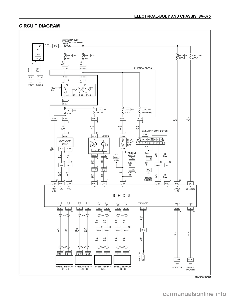 ISUZU TF SERIES 2004  Workshop Manual ELECTRICAL-BODY AND CHASSIS  8A-375 
CIRCUIT DIAGRAM 
  
 
 
 
RTW48AXF007301  