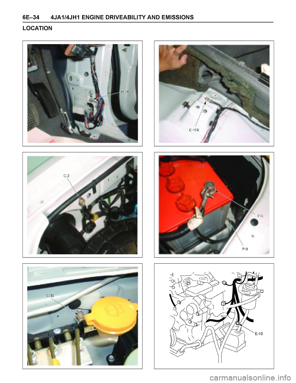 ISUZU TF SERIES 2004  Workshop Manual 6E–34 4JA1/4JH1 ENGINE DRIVEABILITY AND EMISSIONS
LOCATION 
