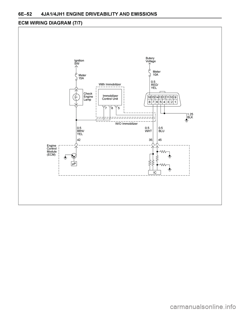 ISUZU TF SERIES 2004  Workshop Manual 6E–52 4JA1/4JH1 ENGINE DRIVEABILITY AND EMISSIONS
ECM WIRING DIAGRAM (7/7) 