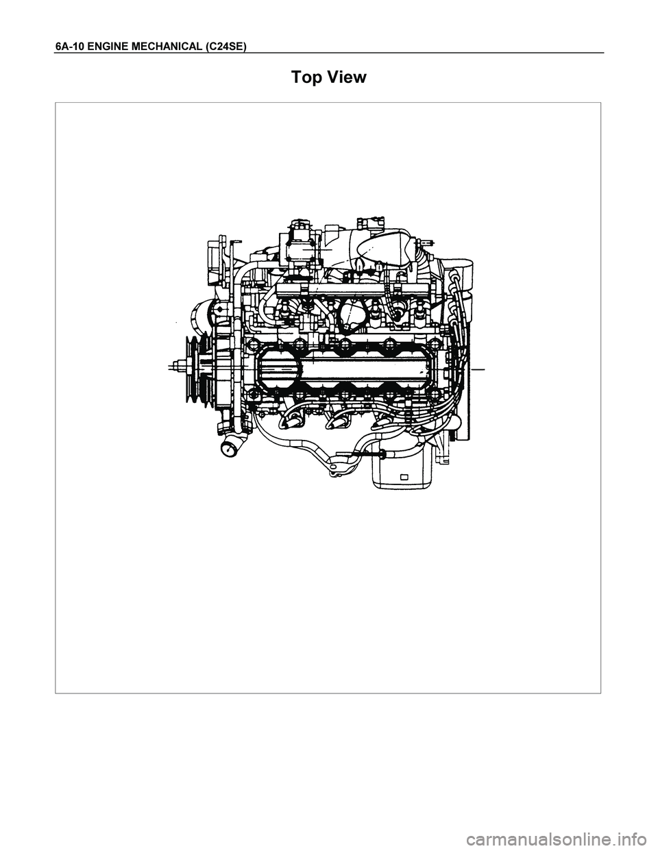 ISUZU TF SERIES 2004  Workshop Manual 6A-10 ENGINE MECHANICAL (C24SE) 
Top View 
  