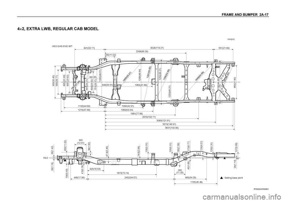 ISUZU TF SERIES 2004  Workshop Manual FRAME AND BUMPER  2A-17 
 
4
 2, EXTRA LWB, REGULAR CAB MODEL 
 
 
RTW32AXF002801  