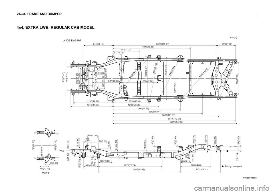 ISUZU TF SERIES 2004  Workshop Manual 2A-34  FRAME AND BUMPER  
4
 4, EXTRA LWB, REGULAR CAB MODEL 
 
 RTW32AXF002001  