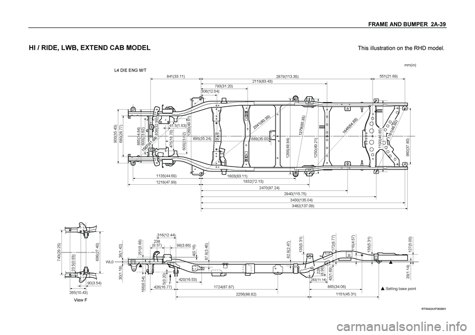 ISUZU TF SERIES 2004  Workshop Manual FRAME AND BUMPER  2A-39 
 
HI / RIDE, LWB, EXTEND CAB MODEL
  This illustration on the RHD model.
 
 
 RTW42AXF000801  