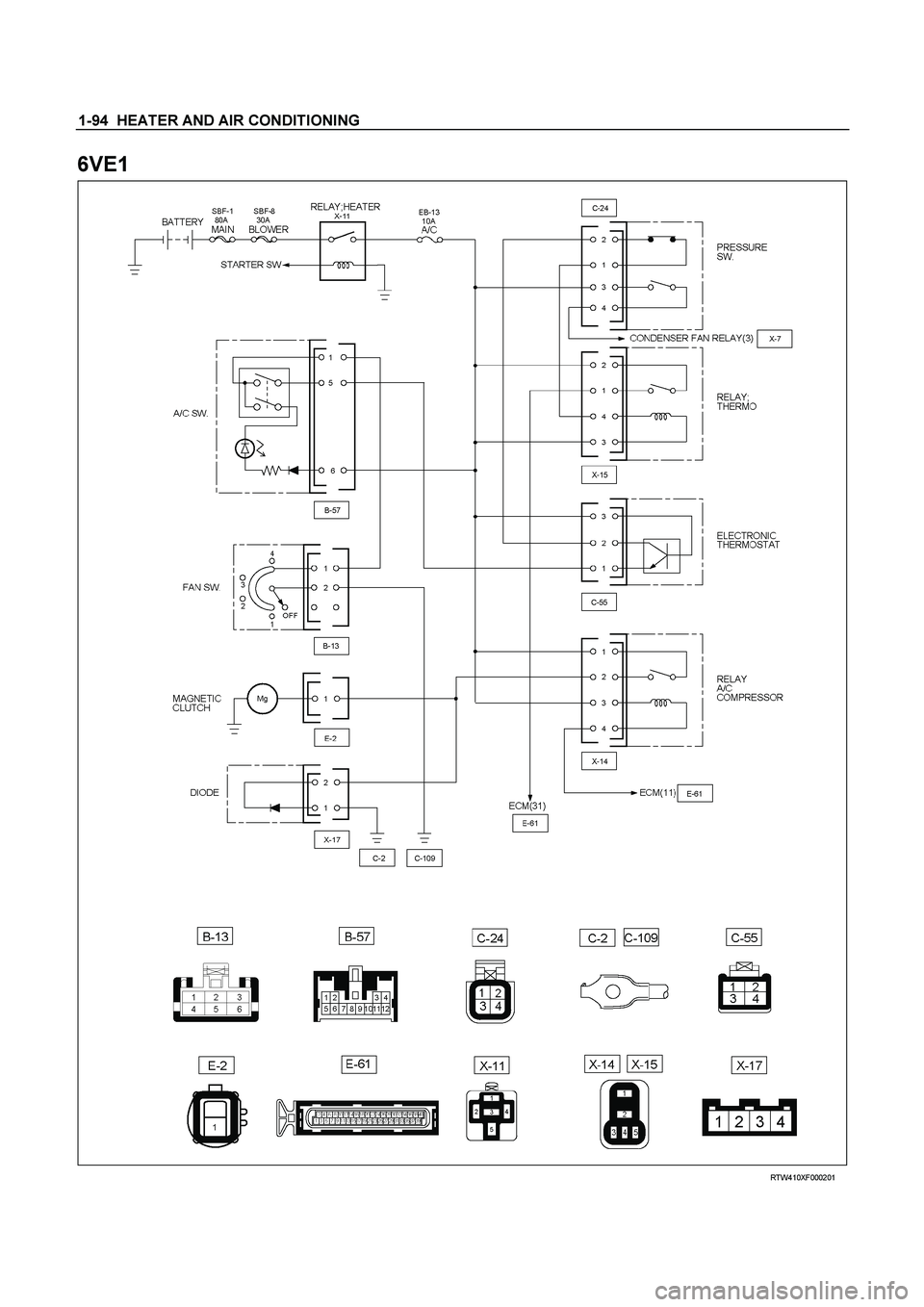 ISUZU TF SERIES 2004  Workshop Manual 1-94  HEATER AND AIR CONDITIONING
 
6VE1 
  
 
 RTW410XF000201  