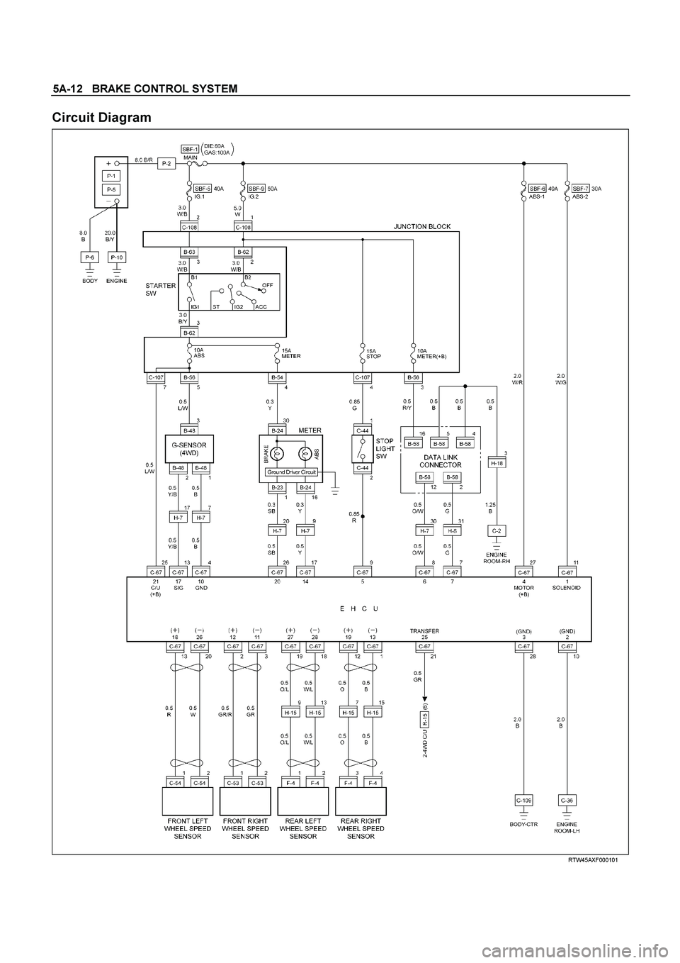 ISUZU TF SERIES 2004  Workshop Manual 5A-12   BRAKE CONTROL SYSTEM
 
Circuit Diagram 
  
 
 RTW45AXF000101  