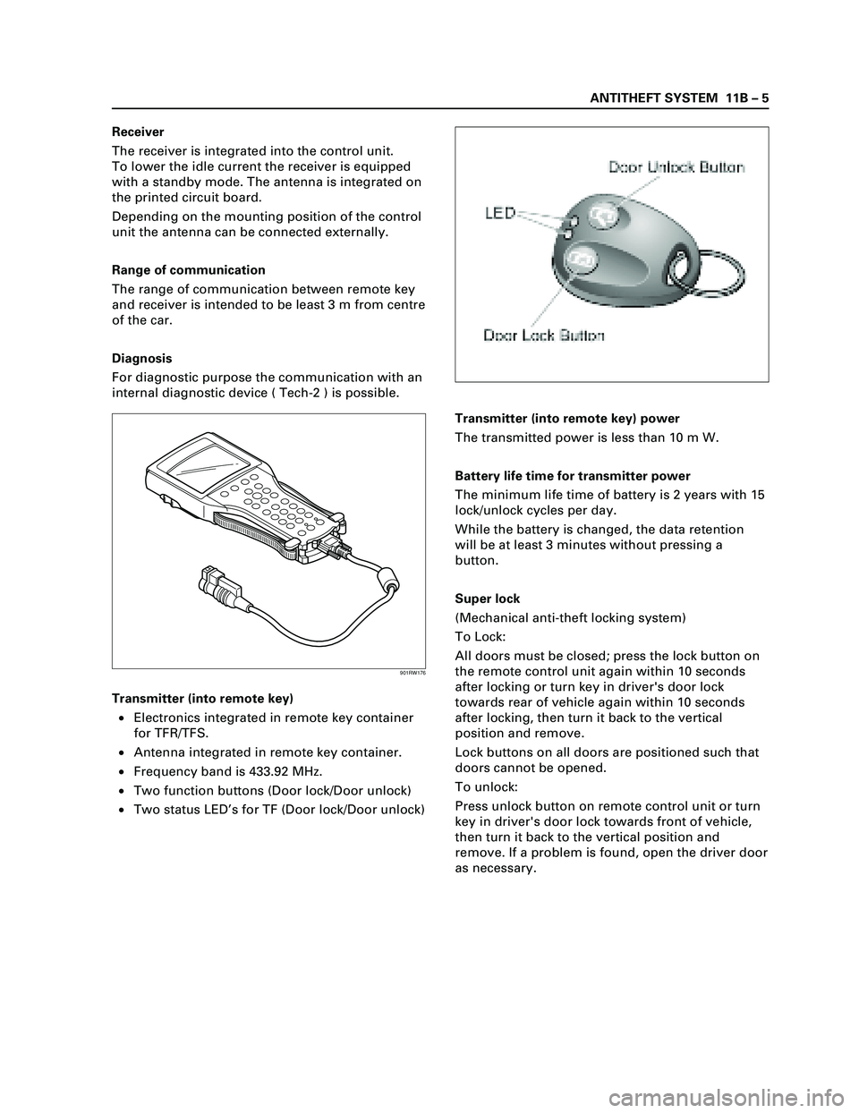 ISUZU TF SERIES 2004  Workshop Manual ANTITHEFT SYSTEM  11B 