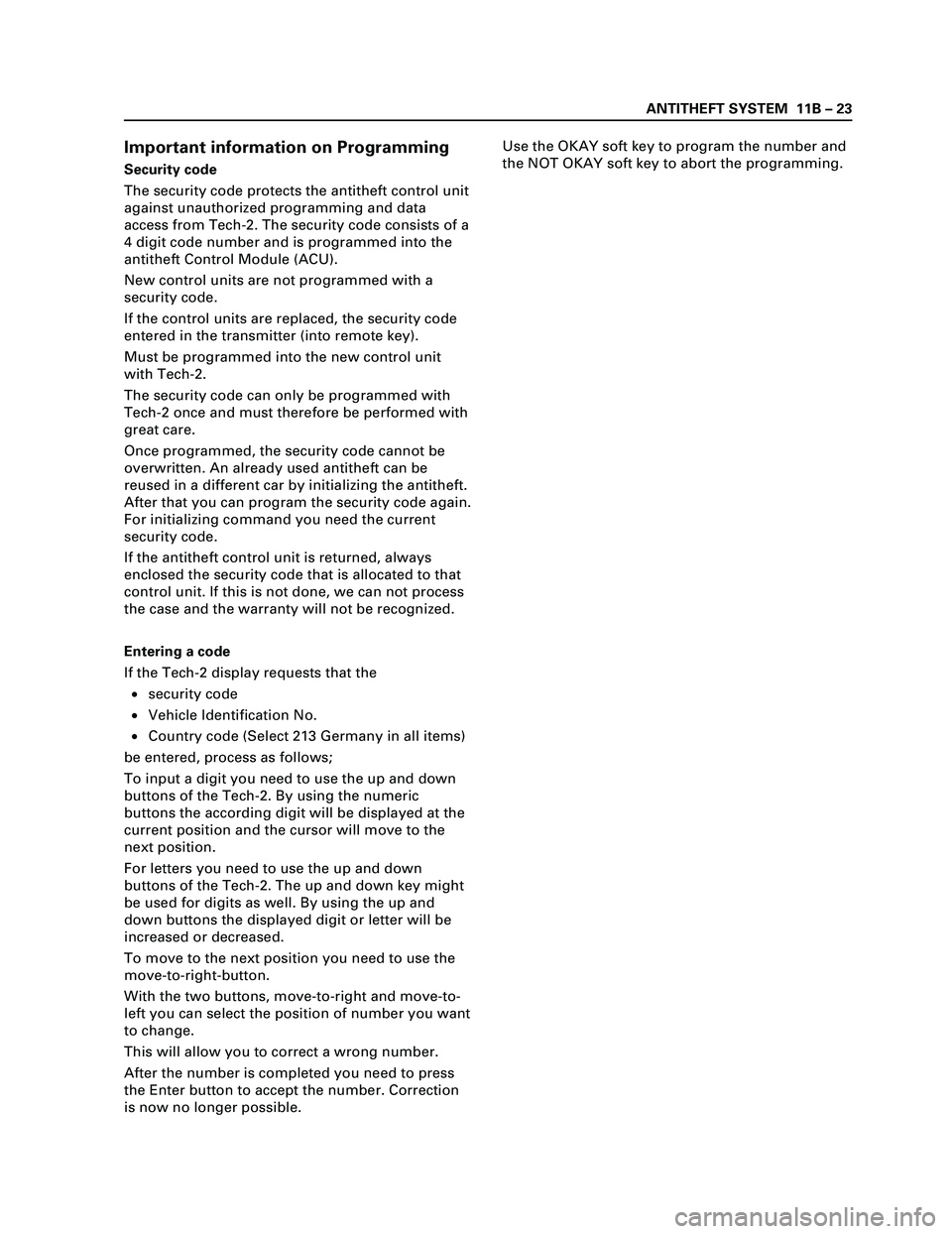 ISUZU TF SERIES 2004  Workshop Manual ANTITHEFT SYSTEM  11B 