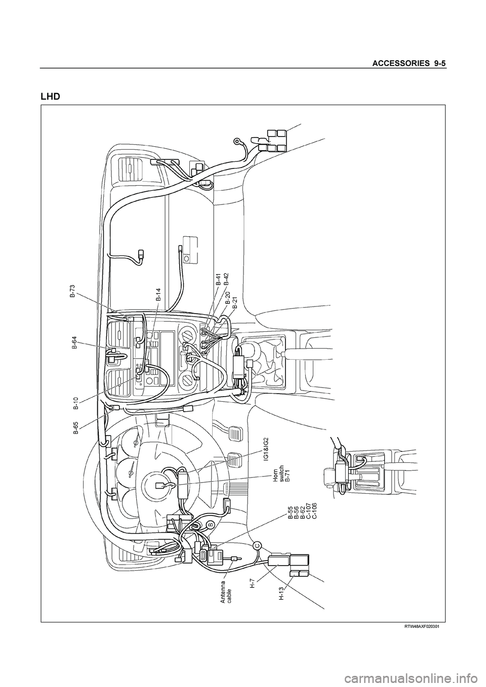 ISUZU TF SERIES 2004  Workshop Manual ACCESSORIES  9-5 
 
 
LHD 
  
 
 
 RTW48AXF020301  