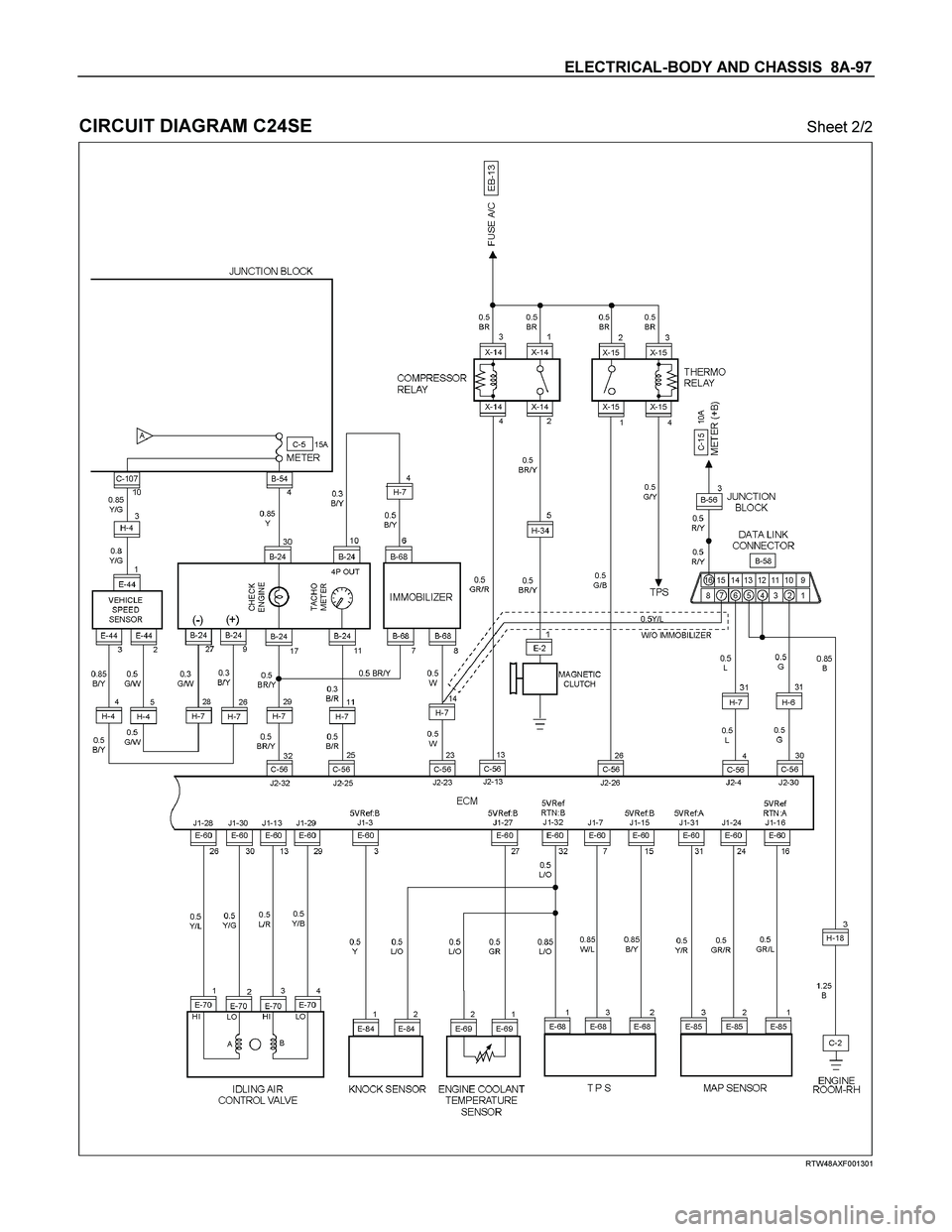 ISUZU TF SERIES 2004  Workshop Manual ELECTRICAL-BODY AND CHASSIS  8A-97 
 
CIRCUIT DIAGRAM C24SE Sheet 2/2 
  
 RTW48AXF001301 
  