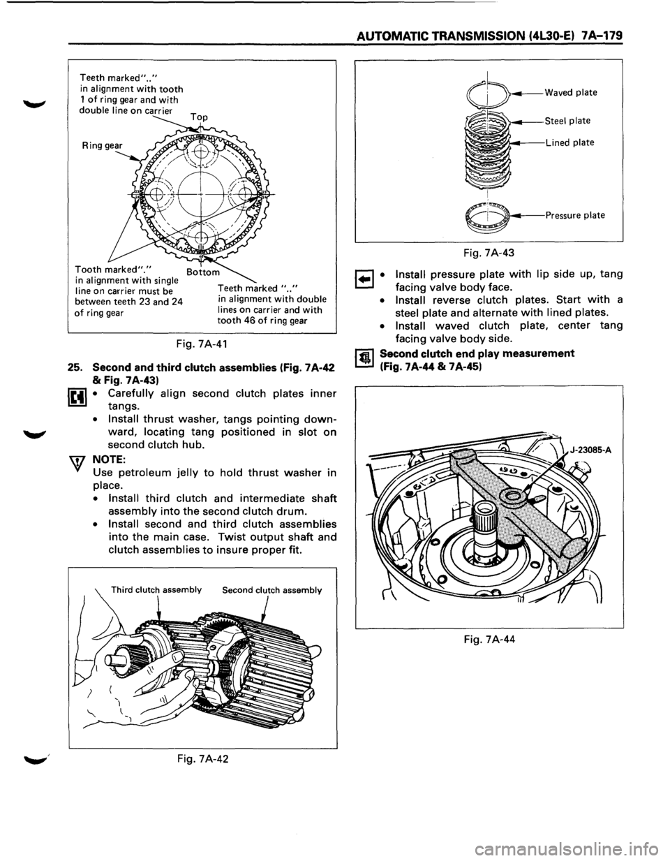 ISUZU TROOPER 1995  Workshop Manual Teeth marked" .. " 
in alignment with tooth 1 of ring gear  and with 
double  line on carrier 
Tooth marked"." in alignment with single 
line 
on  carrier  must be 
between teeth 23  and 24 
of ring  