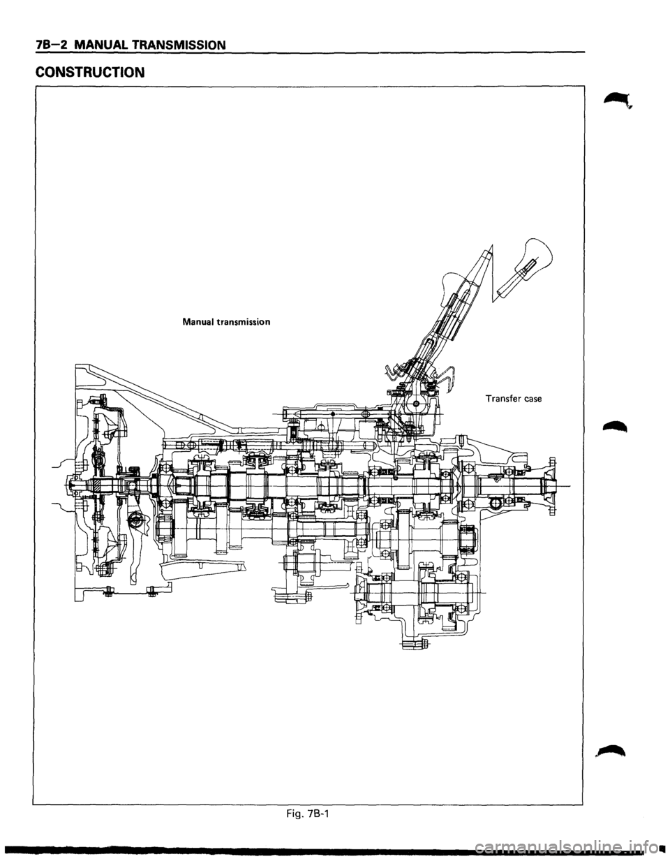 ISUZU TROOPER 1995  Workshop Manual 78-2 MANUAL TRANSMISSION 
CONSTRUCTION 
Manual transmission 
Transfer case 
Fig. 78-1 
Ill  
