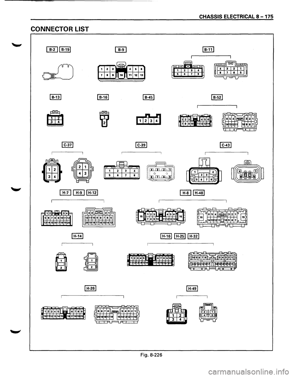 ISUZU TROOPER 1995  Workshop Manual CONNECTOR LIST 
: I 
Fig.  8-226 
CHASSIS  ELECTRICAL 8 -175 
~ 
~  