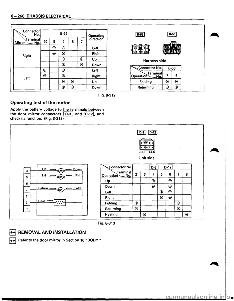ISUZU TROOPER 1995  Workshop Manual 8-268 CHASSIS ELECTRICAL 
l~t' 
B-55 No. 
Operating 
ina 
I 10 5 1 8 direction 
Ho. 7 
c±l e Left 
e c±l Right 
Right 
e c±l Up 
c±l e Down 
c±l e Left 
Left 
e c±l Right 
e c±l Up 
<±> e 