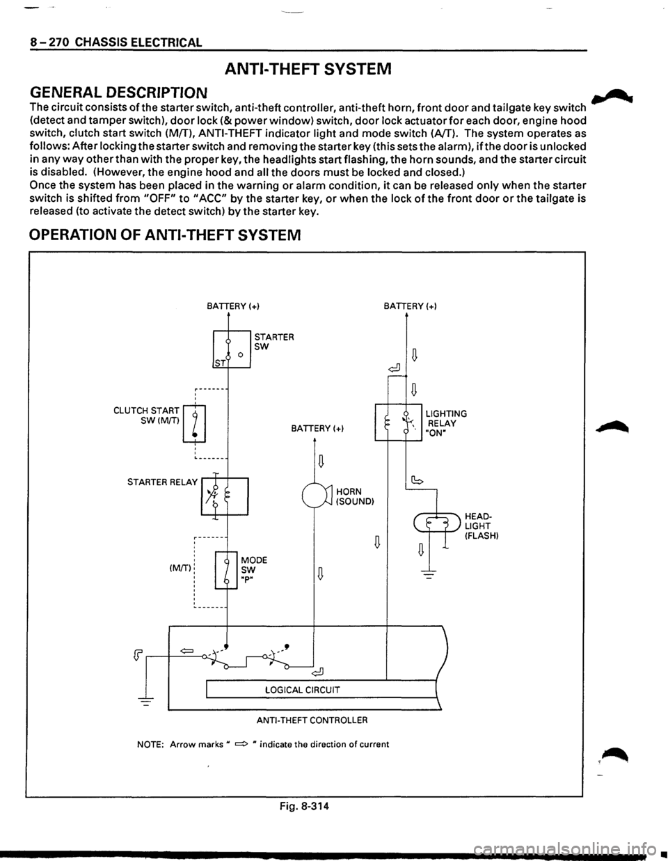 ISUZU TROOPER 1995 Workshop Manual 8-270 CHASSIS ELECTRICAL
ANTI-THEFT SYSTEM
GENERAL DESCRIPTION .......
The circuit consists ofthe starter switch, anti-theft controller, anti-theft horn, front door and tailgate key switch ISUZU TROOPER 1995 Workshop Manual 8-270 CHASSIS ELECTRICAL
ANTI-THEFT SYSTEM
GENERAL DESCRIPTION .......
The circuit consists ofthe starter switch, anti-theft controller, anti-theft horn, front door and tailgate key switch