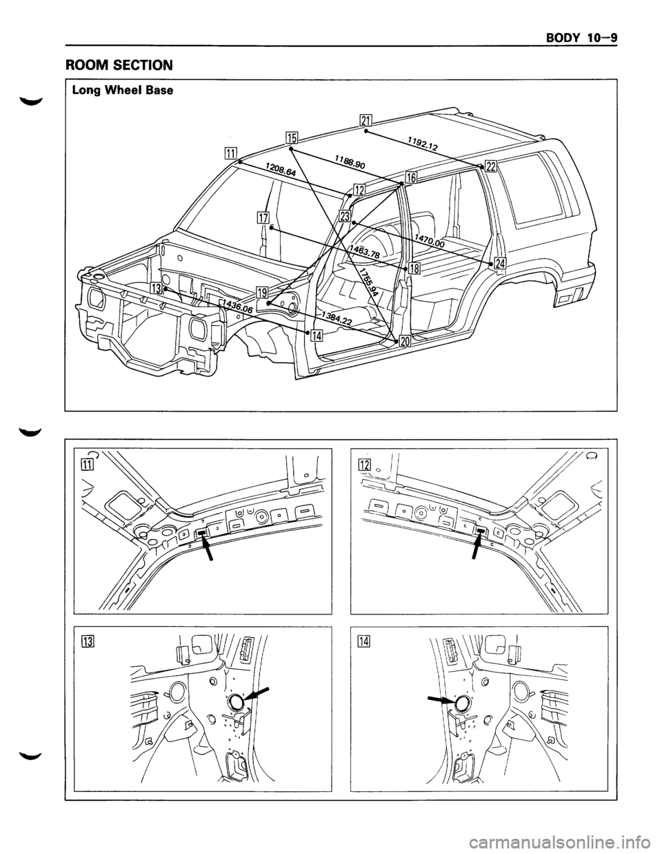 ISUZU TROOPER 1995  Workshop Manual BODY 10-9 
ROOM SECTION 
Long Wheel Base  