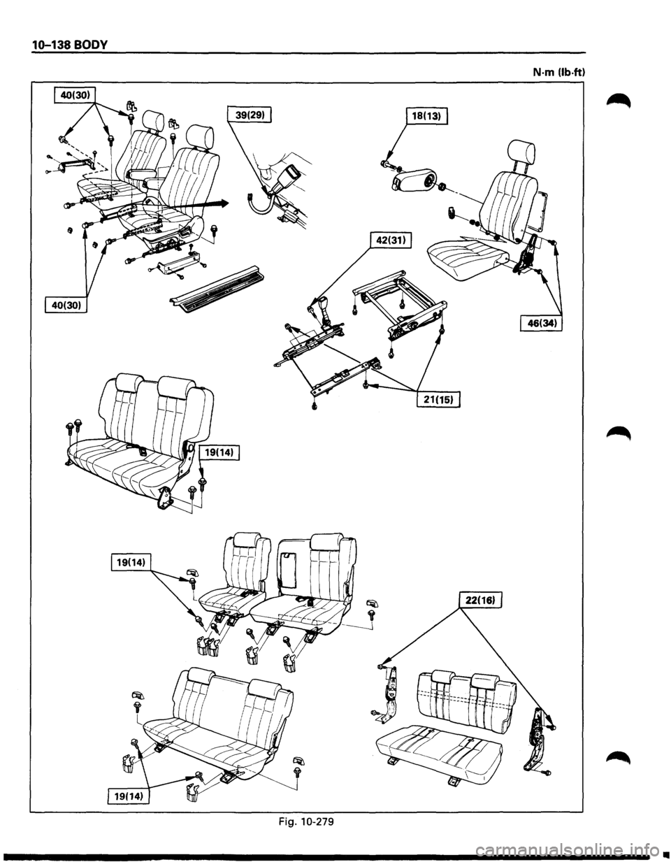 ISUZU TROOPER 1995  Workshop Manual 10-138 BODY 
~ 
" 
~~-\.___ -_ ~i;:;-'--__,_----.~.---;!:-----------_j 
Fig. 10-279 
N·m (lb-ft) 
..  