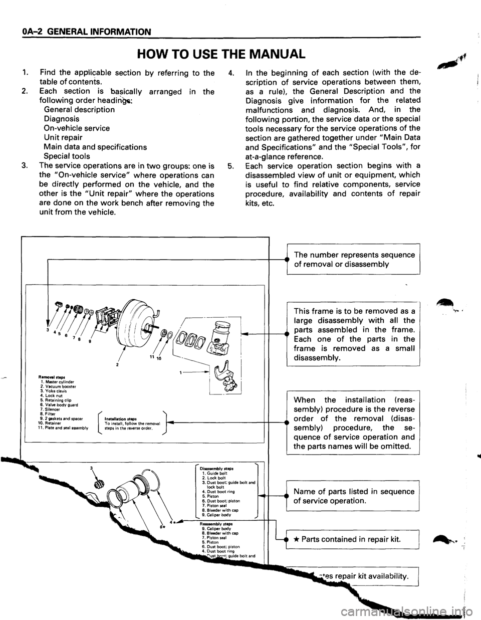 ISUZU TROOPER 1995 Workshop Manual OA-2 GENERAL INFORMATION
1.
2.
3.
HOW TO USE THE MANUAL
Find the applicable section by referring to the
table
of contents.
4. In the beginning of each section (with the de
scription
of ISUZU TROOPER 1995 Workshop Manual OA-2 GENERAL INFORMATION
1.
2.
3.
HOW TO USE THE MANUAL
Find the applicable section by referring to the
table
of contents.
4. In the beginning of each section (with the de
scription
of