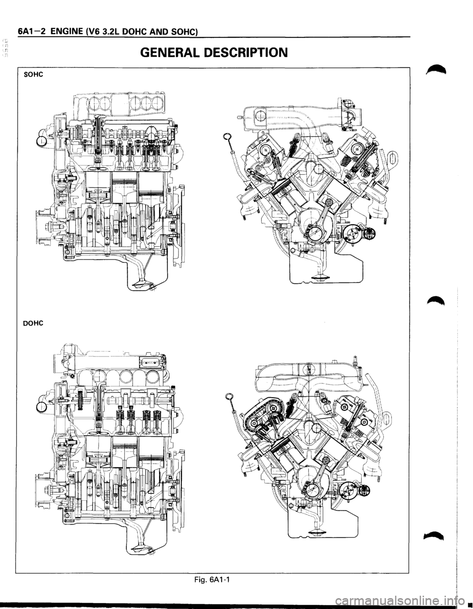 ISUZU TROOPER 1995  Workshop Manual 6A 1-2 ENGINE (V6 3.2L DOHC AND SOHC) 
GENERAL DESCRIPTION 
SOHC 
DOHC 
Fig.  6A1-1 
•  
