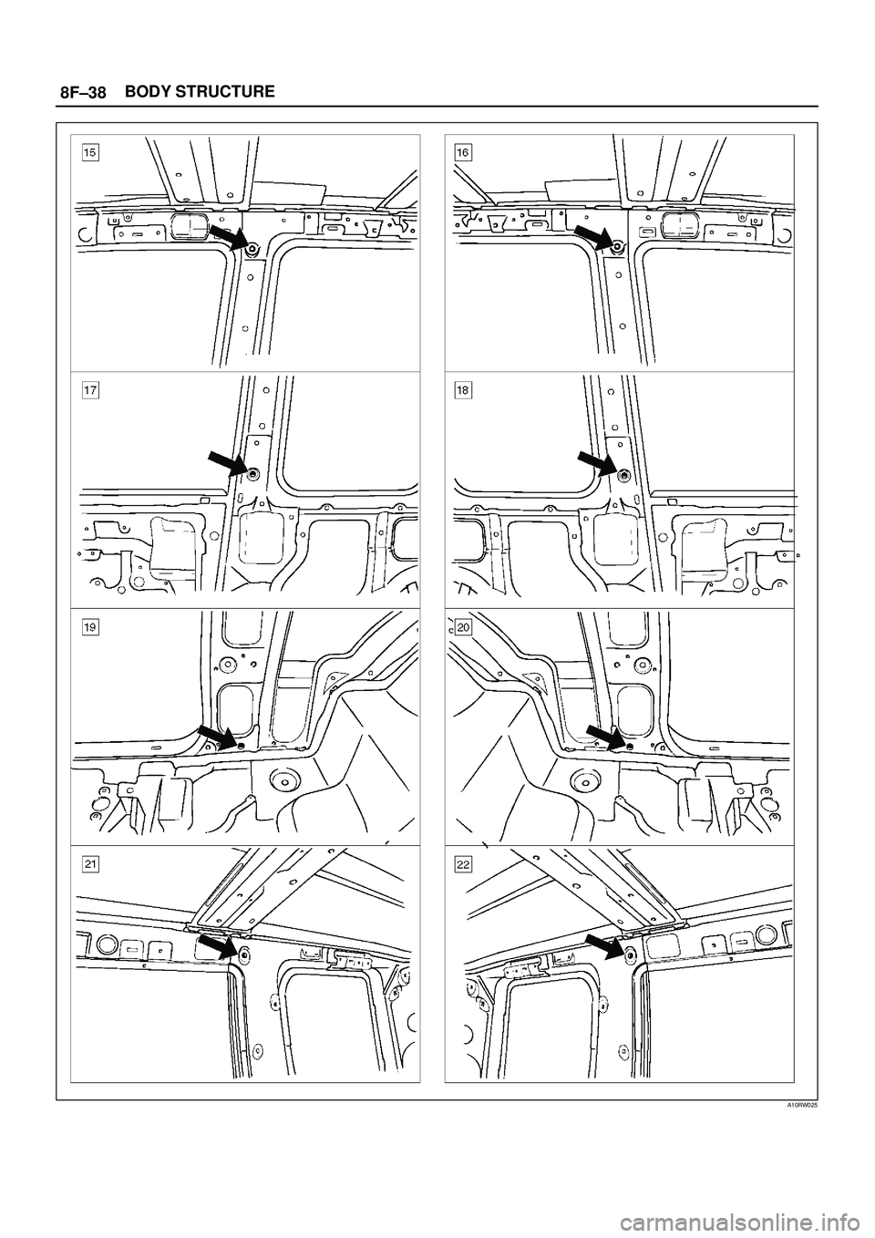 ISUZU TROOPER 1998  Service Repair Manual 8F±38BODY STRUCTURE
A10RW025 