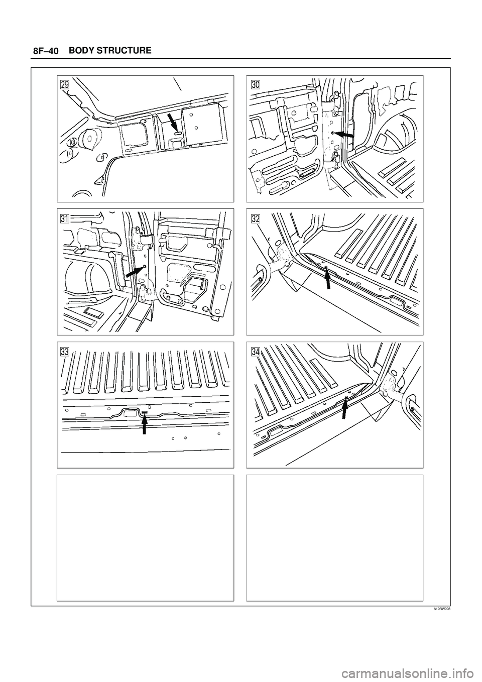 ISUZU TROOPER 1998  Service Repair Manual 8F±40BODY STRUCTURE
A10RW008 