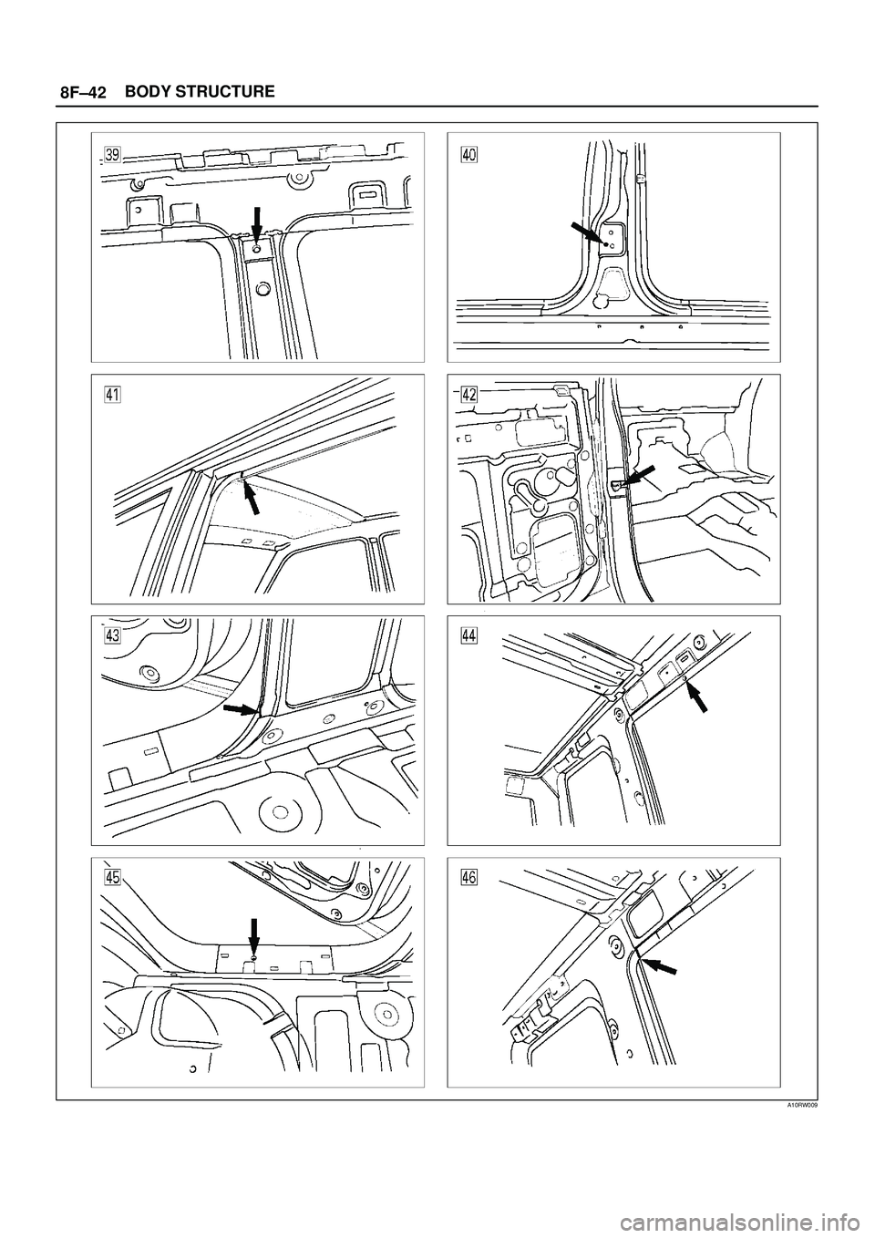 ISUZU TROOPER 1998  Service Repair Manual 8F±42BODY STRUCTURE
A10RW009 