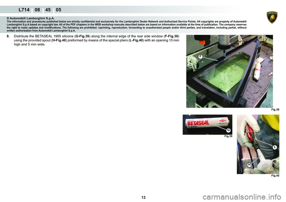 LAMBORGHINI GALLARDO 2009  Workshop Manual ����
  L714    08    45    05
�)�L�J���
G
�)�L�J���
H
L
�)�L�J���
�)
® Automobili Lamborghini S.p.A.�7�K�H��L�Q�I�R�U�P�D�W�L�R�Q��D�Q�G��S�U�R�F�H�G�X�U�H�V��S�X�E�O�L�V�K�H�G��E�H