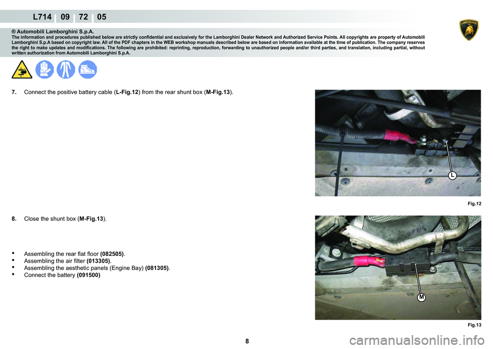LAMBORGHINI GALLARDO 2009  Workshop Manual 8
L714    09    72    05
�)�L�J���
M
�)�L�J���
L
® Automobili Lamborghini S.p.A.�7�K�H��L�Q�I�R�U�P�D�W�L�R�Q��D�Q�G��S�U�R�F�H�G�X�U�H�V��S�X�E�O�L�V�K�H�G��E�H�O�R�Z��D�U�H��V�W�U�L�F�