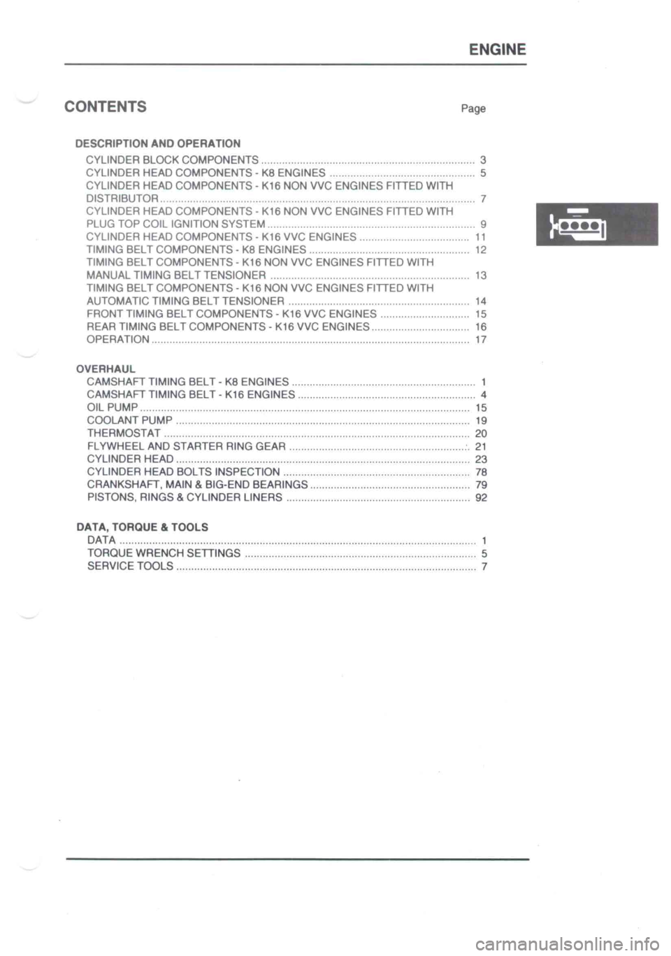 LOTUS ELISE 2001  Service Repair Manual 