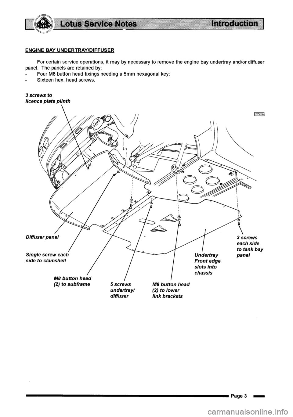 LOTUS ELISE 2001  Service Repair Manual 