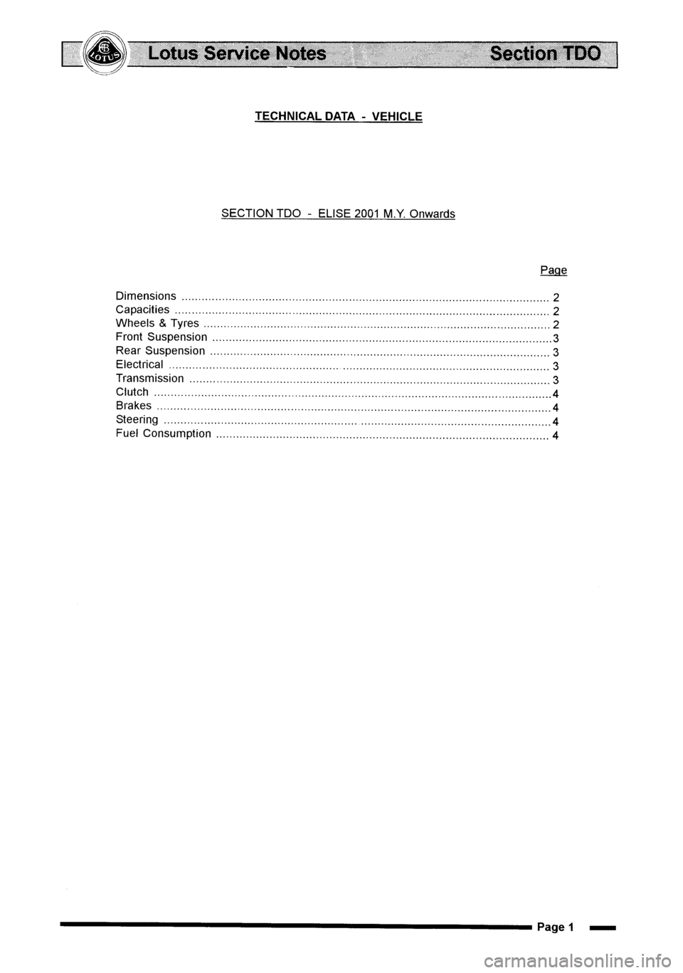 LOTUS ELISE 2001  Service Repair Manual 