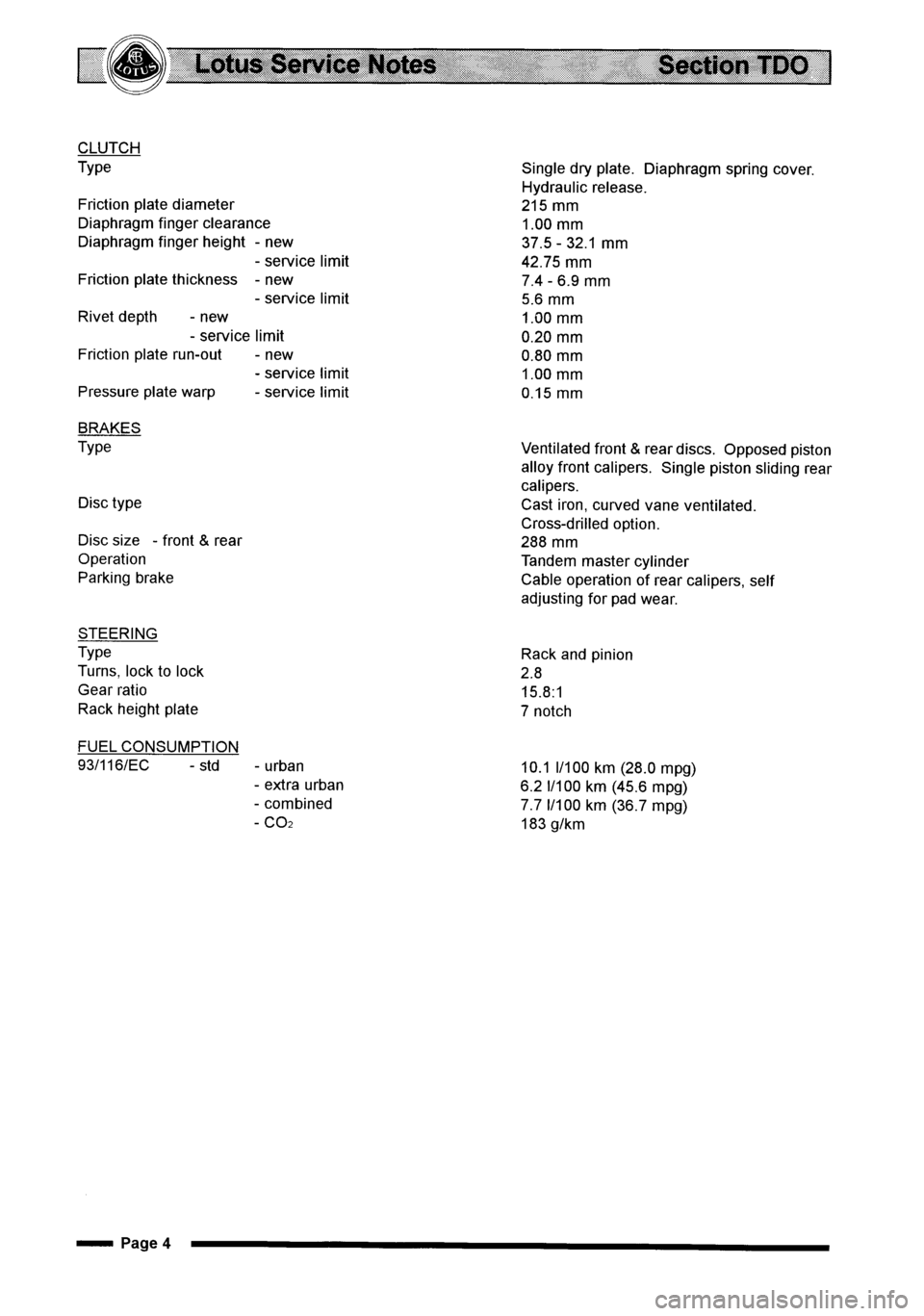 LOTUS ELISE 2001  Service Repair Manual 