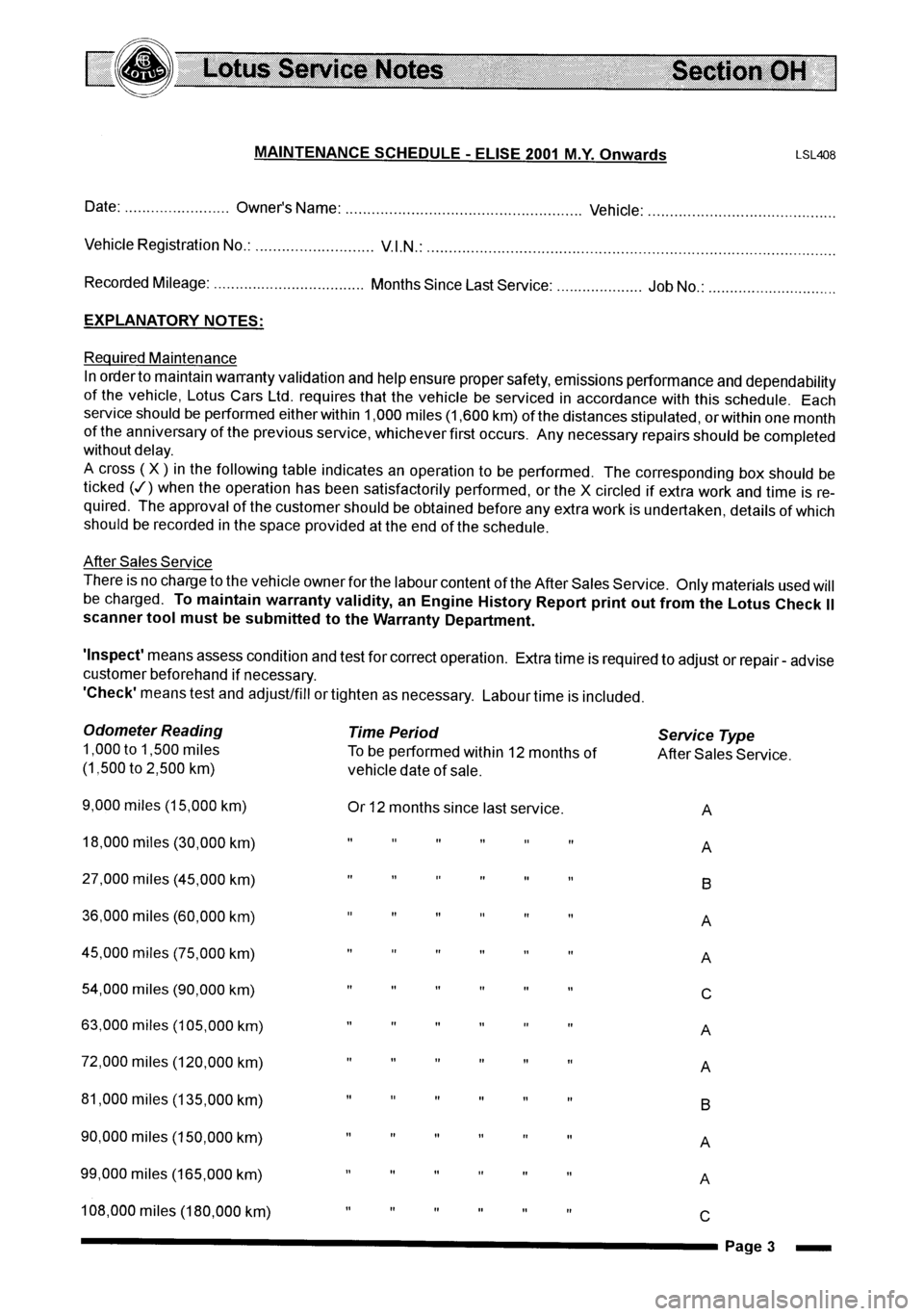 LOTUS ELISE 2001  Service Repair Manual 
