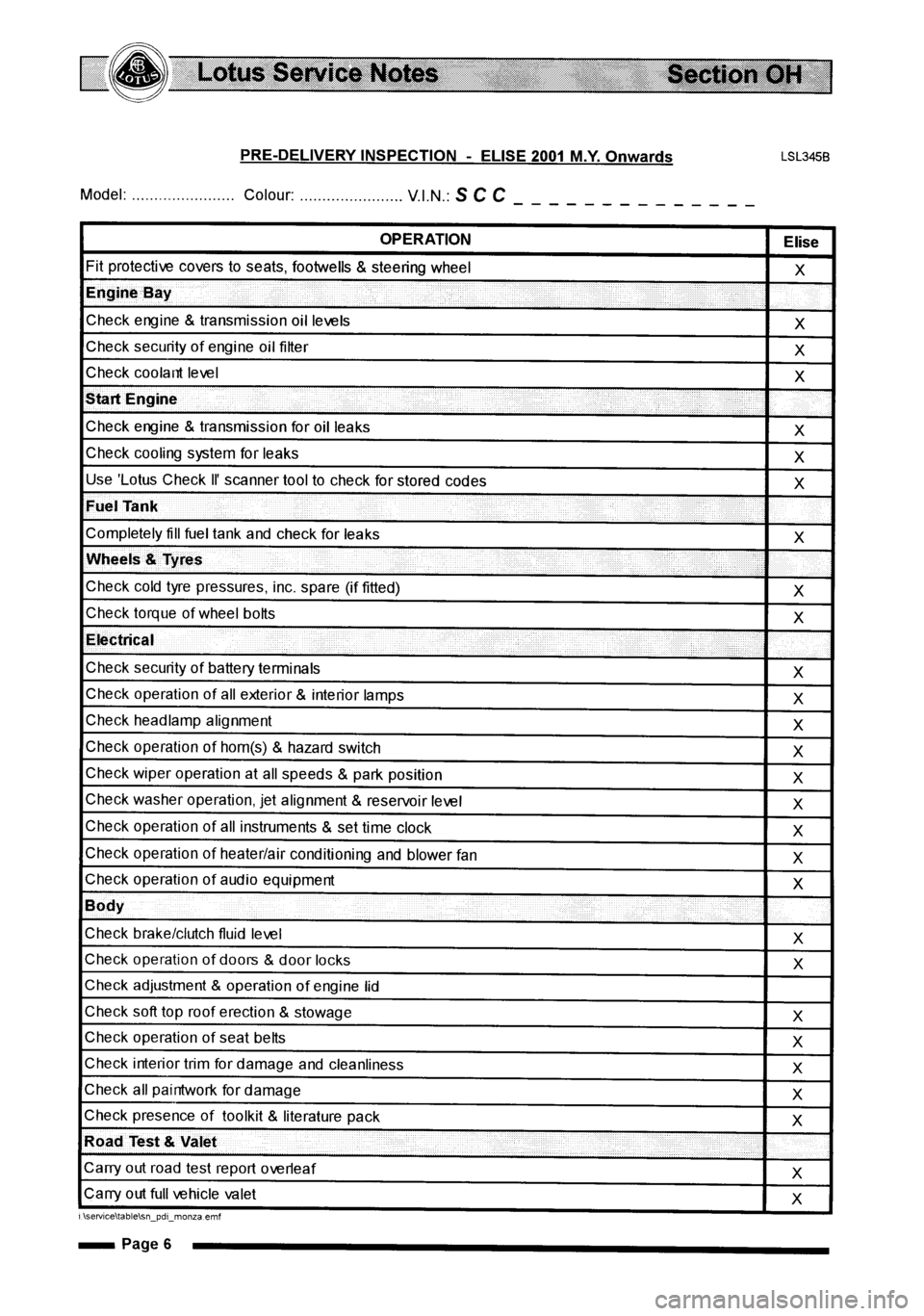 LOTUS ELISE 2001  Service Repair Manual 