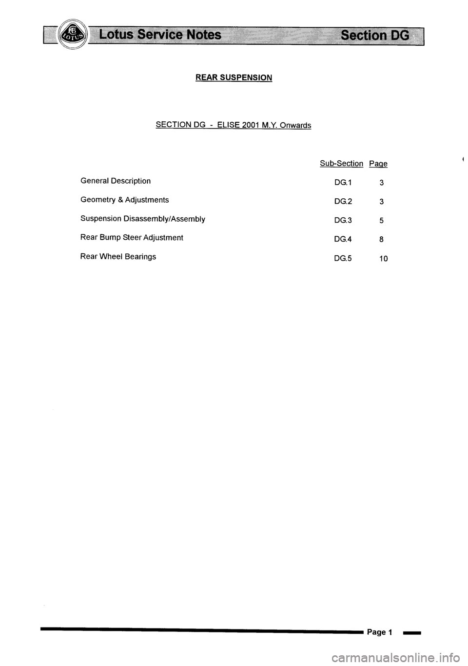 LOTUS ELISE 2001  Service Repair Manual 