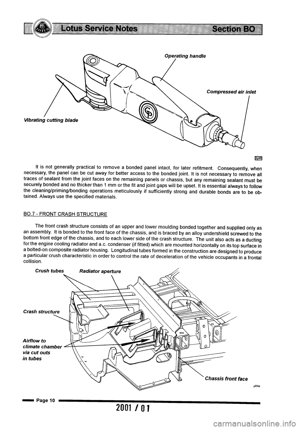 LOTUS ELISE 2001  Service Repair Manual 