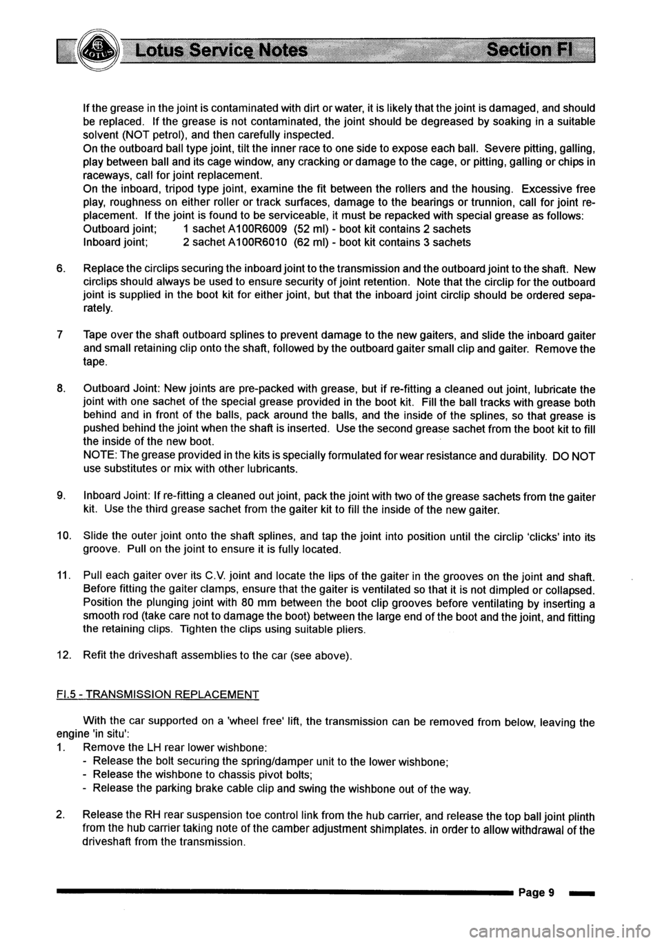 LOTUS ELISE 2001  Service Repair Manual 