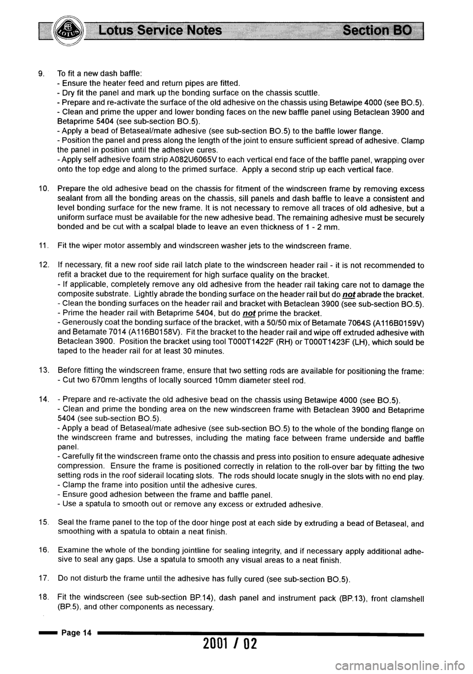 LOTUS ELISE 2001  Service Repair Manual 