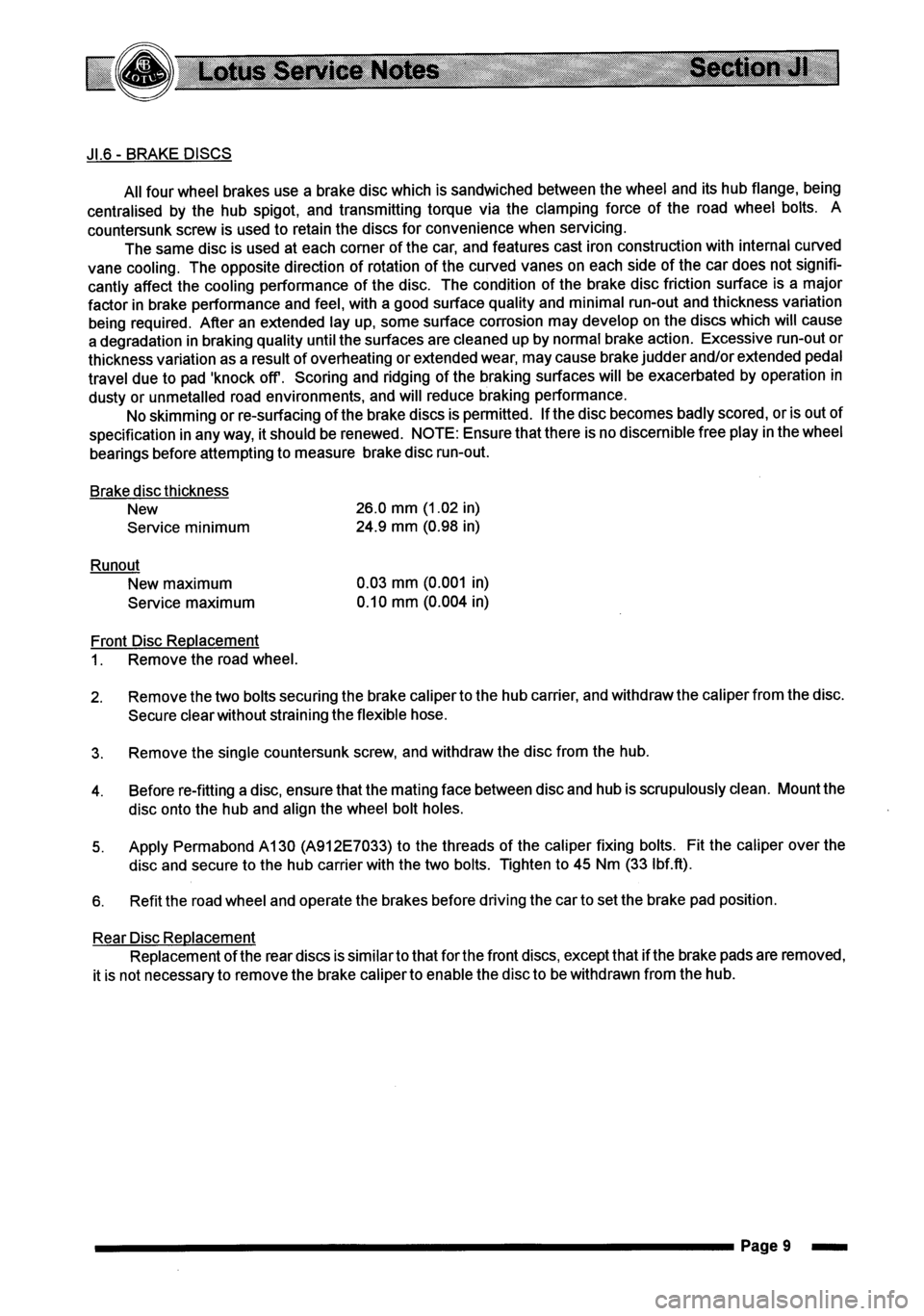 LOTUS ELISE 2001  Service Repair Manual 