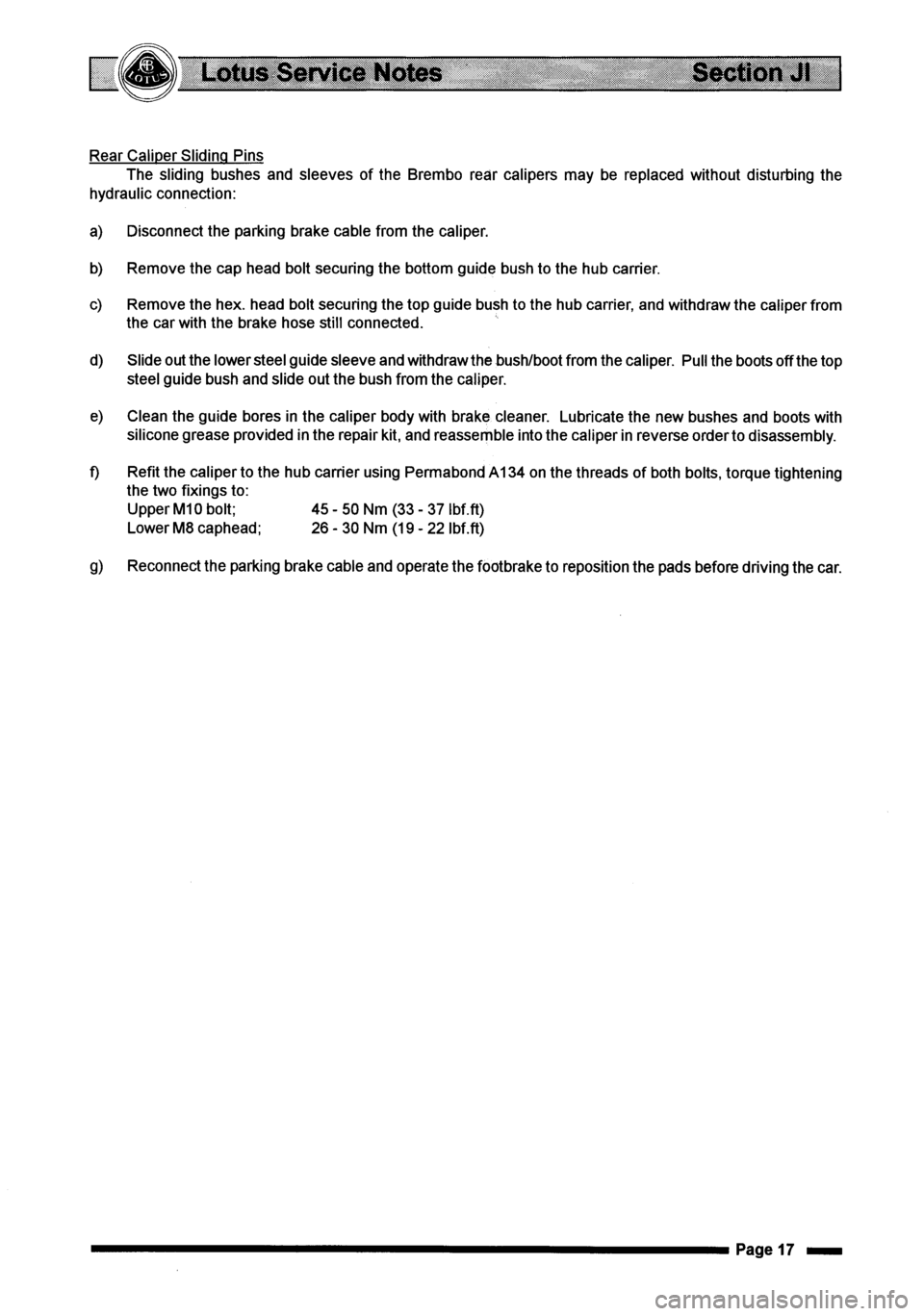 LOTUS ELISE 2001  Service Repair Manual 