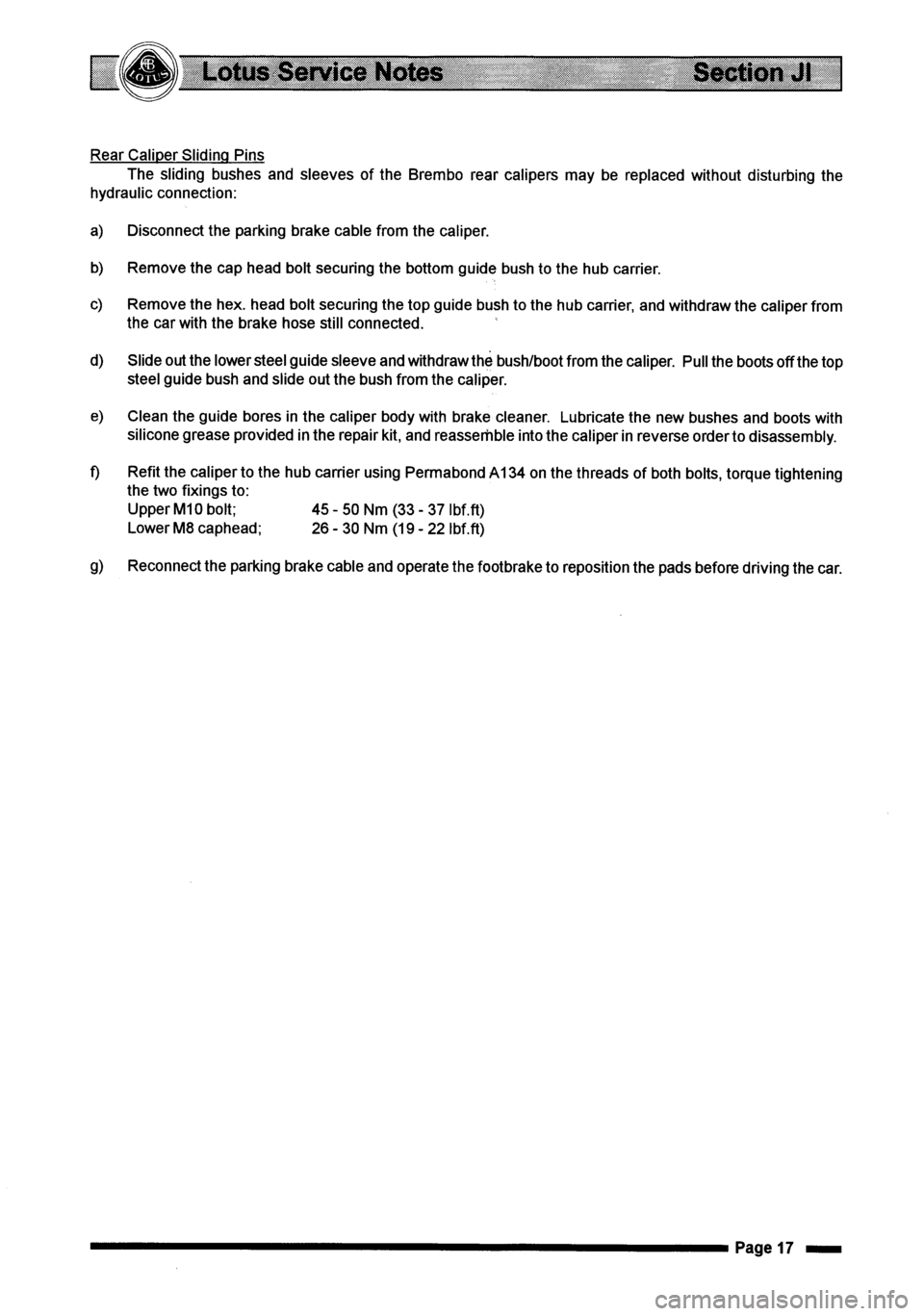 LOTUS ELISE 2001  Service Repair Manual 