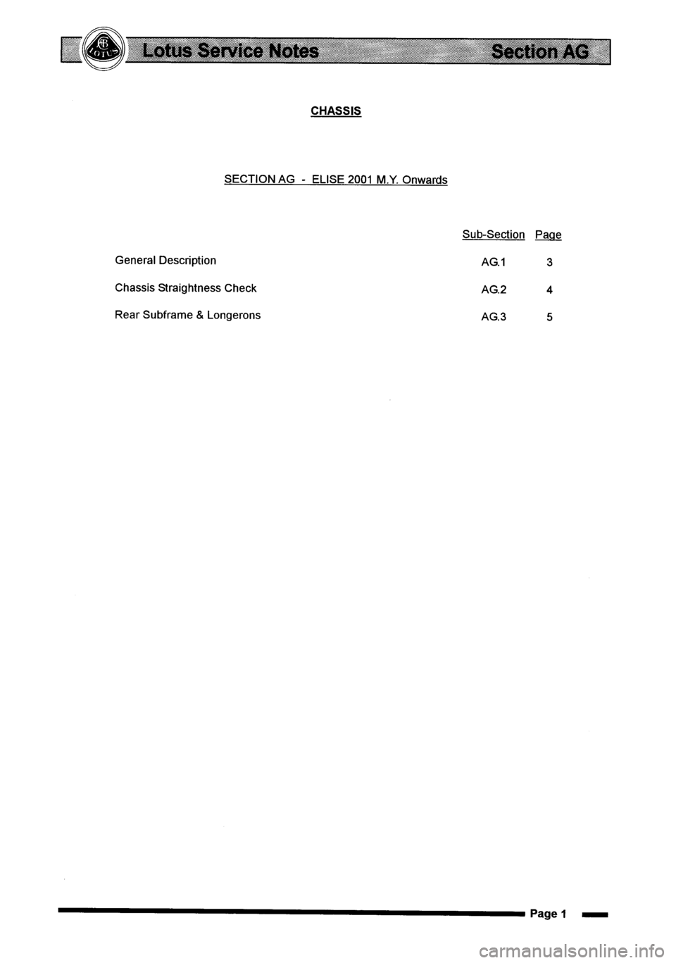LOTUS ELISE 2001  Service Repair Manual 