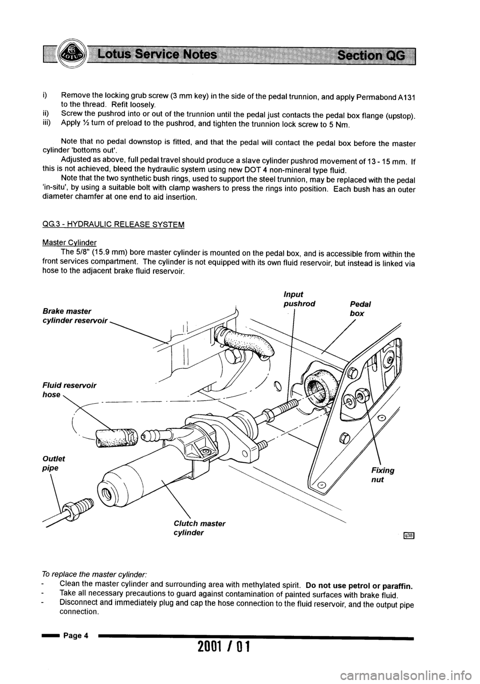 LOTUS ELISE 2001  Service Repair Manual 
