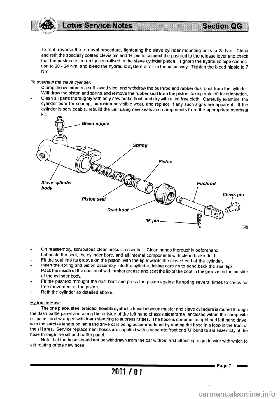 LOTUS ELISE 2001  Service Repair Manual 