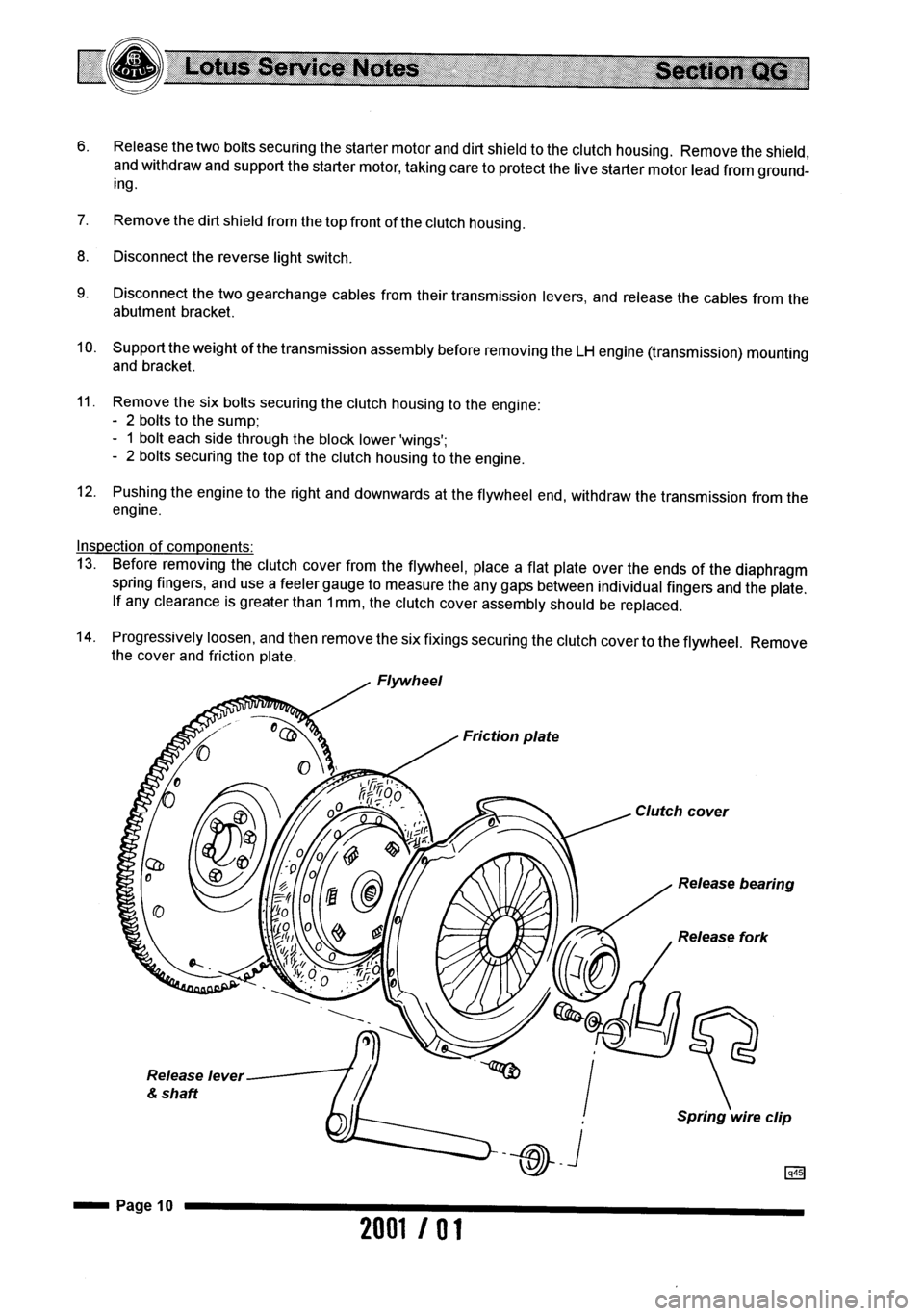 LOTUS ELISE 2001  Service Repair Manual 