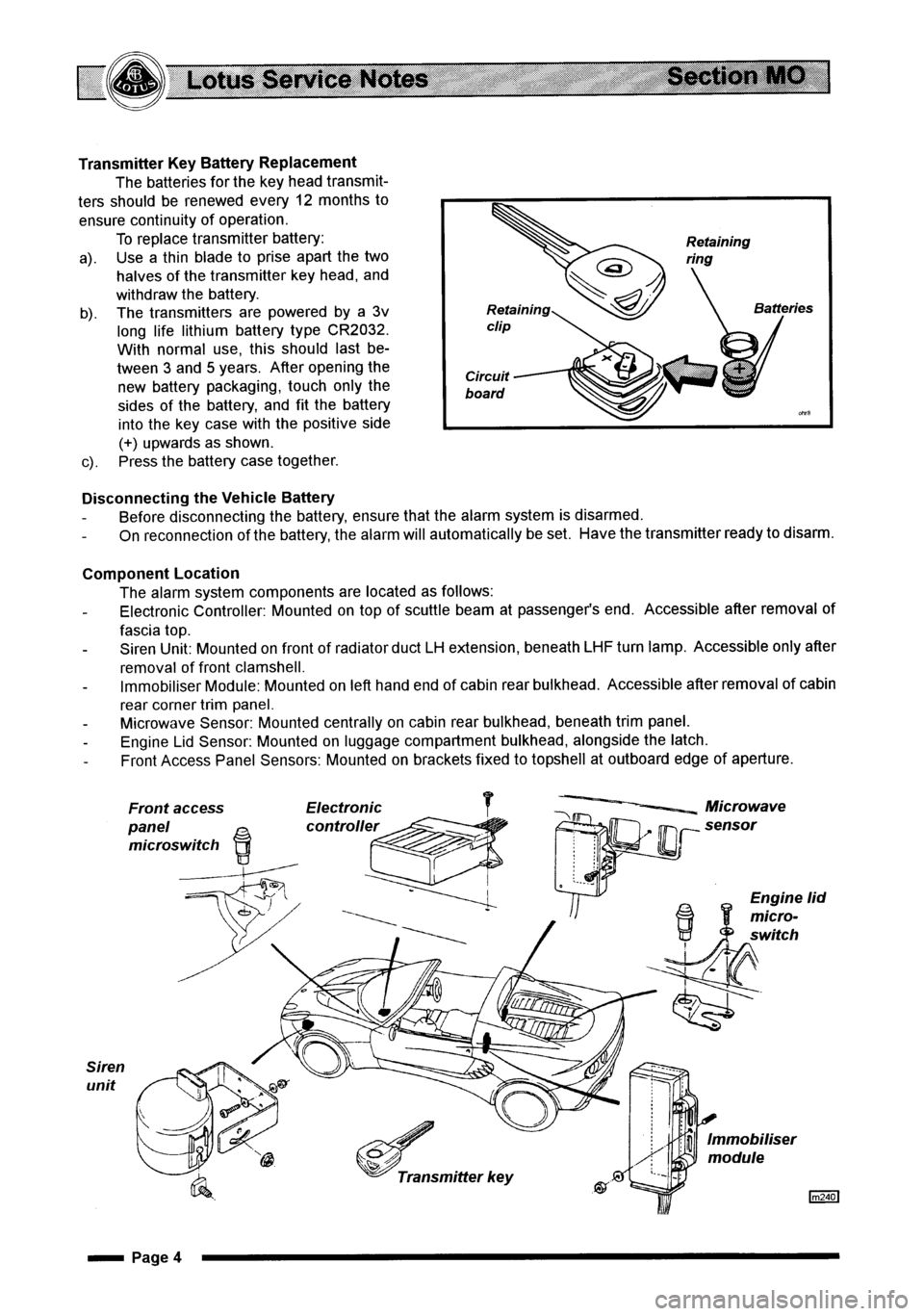LOTUS ELISE 2001  Service Repair Manual 