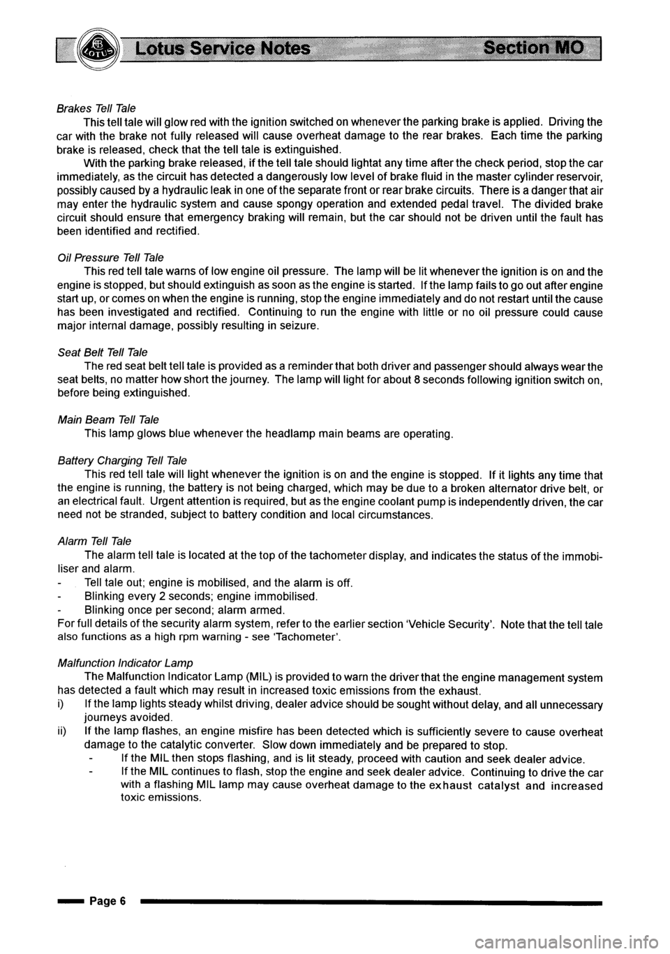 LOTUS ELISE 2001  Service Repair Manual 