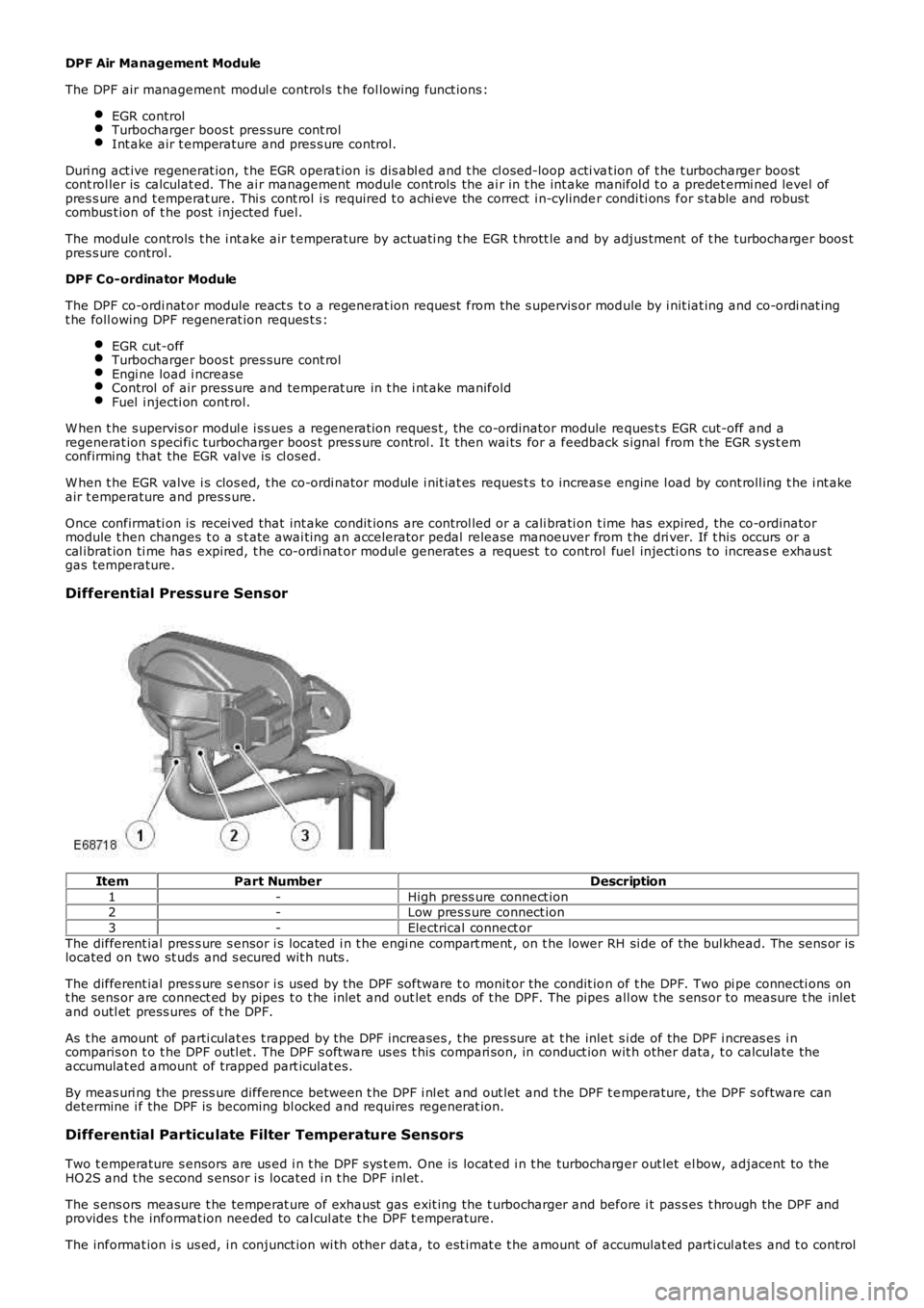 LAND ROVER FRELANDER 2 2006 Repair Manual DPF Air Management Module
The DPF air management modul e control s t he fol lowing funct ions :
EGR controlTurbocharger boos t pres sure cont rolInt ake air t emperature and pres s ure control.
Duri LAND ROVER FRELANDER 2 2006 Repair Manual DPF Air Management Module
The DPF air management modul e control s t he fol lowing funct ions :
EGR controlTurbocharger boos t pres sure cont rolInt ake air t emperature and pres s ure control.
Duri
