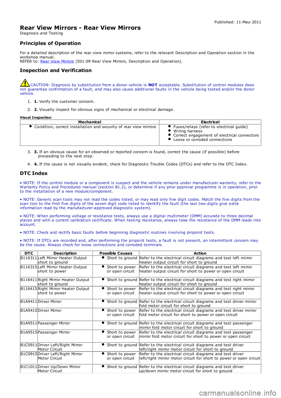 LAND ROVER FRELANDER 2 2006  Repair Manual Publi s hed: 11-May-2011
Rear View Mirrors - Rear View Mirrors
Diagnosi s  and Tes ti ng
Principles of Operation
For a detail ed descripti on of the rear vi ew mirror s ys t ems, refer t o t he rel ev